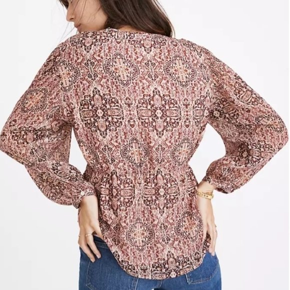 Madewell Drawstring Top in Kaleidoscope Print, Size S - Picture 2 of 15